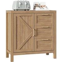 KORVIXA Walnut Finish 3 Drawers Sideboard Multi Storage Cabinet | Size: 100 cm x 100 cm