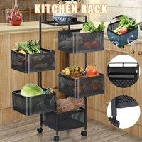 EONLION Black 6 Tier Kitchen Rotating Storage Trolley Cart | Size: 100 cm