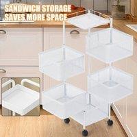 EONLION White 6 Tier Kitchen Rotating Storage Trolley Cart | Size: 100 cm
