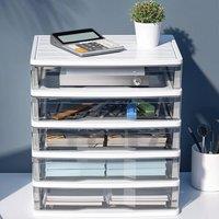 EONLION 5 Drawers Plastic Storage Tower Unit Office in White | Size: 500mm