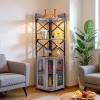 EONLION Grey 5-Tier Industrial Corner Wine Cabinet Storage | Size: 100 cm