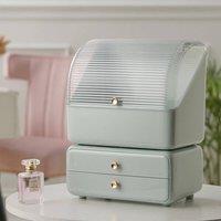 EONLION Makeup Storage Case 2 Drawer Desk Cosmetic Organiser in Green | Size: 500mm