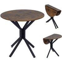 VOGREX 80cm Round Drop Leaf Dining Table 2-4 in Brown