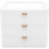 Kelvenix Desktop Storage Box Desk 3-layer Jewelry Box in White