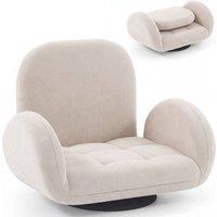 Havendro Swivel Folding Gaming Floor Chair Adjustable Backrest in Beige