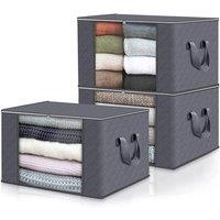 Havendro Gray 3Pcs 60L Zipped Clothes Storage Bags Underbed Wardrobe Organizer in Grey