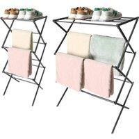 PAWNORA Portable 3-Tier Clothes Airer Drying Rack in Black