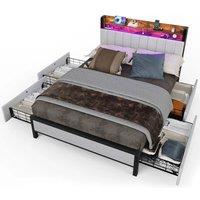 FLAVORA Double Size Bed Frame Metal Bed Platform in Grey | Size: Cot
