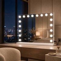 INMTFEI Hollywood LED Vanity Mirror 80x60cm 18 Lights 10X Magnifying in White | Size: 80x60 cm