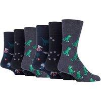 SOCKSHOP Gentle Grip Men's 6 Pairs Non Elastic Patterned Socks in Navy | Size: 6-11