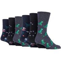 SOCKSHOP Gentle Grip Men's 6 Pairs Non Elastic Patterned Socks | Size: 6-11