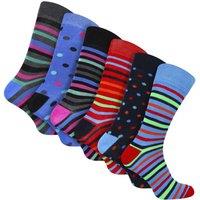 Sock Snob Men's 6 Pack Bamboo Design Socks - Soft Breathable Everyday Patterned Fit in Red | Size: 6-11