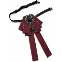 XPOSED Men's Jewelled Ribbon Brooch Bow Tie in Maroon