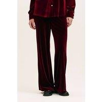 Finery London Women's Kenzie Regular Velvet Wide Leg Trousers in Wine | Size: 16