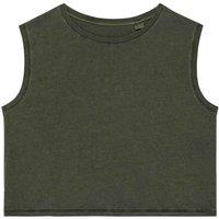 Native Spirit Women's Faded Cropped Tank Top in Khaki | Size: Medium