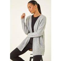 Roman Women's Petie Contrast Cable Knit Cardigan in Grey | Size: 8
