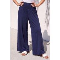 Roman Women's Shirred Wide Leg Trouser in Navy | Size: 10