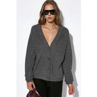 Busem Women's Ribbed V-Neck Button Cardigan in Charcoal | Size: Large