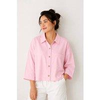 Gini London Women's Pink Cotton Cropped Button Up Shirt | Size: 8