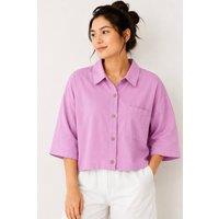 Gini London Women's Mauve Cotton Cropped Button Up Shirt | Size: 4