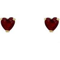 Latelita Women's Asscher Cut Heart Stud Earrings Gold Ruby in Red