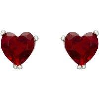 Latelita Women's Asscher Cut Heart Stud Earrings Silver Ruby in Red