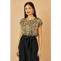 Yumi Women's Multi-Coloured Sequin Top Stretch Jumpsuit | Size: 12