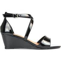 XY London Women's 'Kylie' Strappy Sandal Wedge Heels With Ankle Strap in True Black | Size: 3