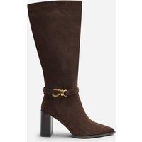 Where's That From Women's Winona Knot Trim Detail Knee High Boots in Dark Brown | Size: 8