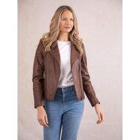 Lakeland Leather Women's 'Tarn' Leather Biker Jacket in Chocolate | Size: 16