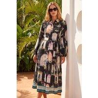 Roman Women's Garden Border Shirt Dress in Black | Size: 12