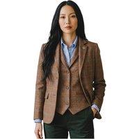 Infinity Leather Women's 2 Piece Check Formal Tweed Blazer & Waistcoat Set - TPSTZ-7 in Light Oak | Size: 20