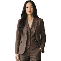 Infinity Leather Women's Three Piece Check Tailored Tweed Suit - TPW5 in Brown | Size: 18