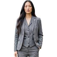 Infinity Leather Women's Three Piece Check Tailored Tweed Suit - TPW5 in Grey | Size: 16