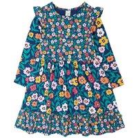 Frugi Girl's Nivitha Skater Dress in Blue | Size: 1-2 Years