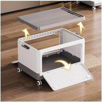 Living and Home Plastic Storage Box with Wheels & Lid Outdoor Storage Cart in White