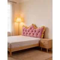 Living and Home Crown-Shaped Ruffled Bed Headboard Pillow in Rose | Size: Small