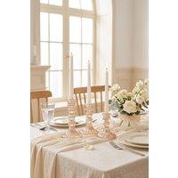 Living and Home 3 Pack Fluted Glass Candlestick Holders in Amber
