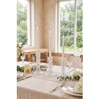 Living and Home 3 Pack Fluted Glass Candlestick Holders in Clear