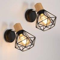 Pheashine Retro Wall Sconce Pair E27 Indoor Light in Brown