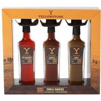 Kimm and Miller (UK) Ltd Yellowstone 3 Chilli Sauce Gift Set with Cowboy Hats in Yellow | Size: 135ml