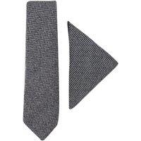 TruClothing Tweed Tie Hankie Vintage Wool Herringbone in Grey