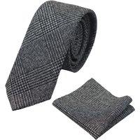 TruClothing Classic Beige Oak Tweed Tie & Pocket Square in Grey