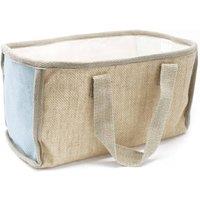 KDMD Large Jute & Cotton Shopping Basket - Teal, Stackable in Brown