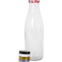 Havendro 1x 960ml Glass Water Bottle with Metal Lid Airtight Storage Jar in Clear