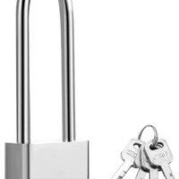 Havendro 1*Stainless Steel Long Shackle Padlocks with 4 Keys Outdoor in Silver