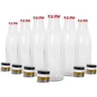 Havendro 6x 960ml Glass Water Bottles with Metal Lids Airtight Storage Jars in Clear