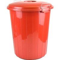 NESTLUNE Red 70L Heavy Duty Plastic Dustbin Locking Lid Bin | Size: 100 cm x 60 cm