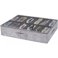 KORVIXA 2 Pcs Shoe Storage Organizer Box Fit 12 Pairs Collapsible Closet Bag in Grey | Size: 900mm