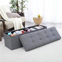 EONLION Folding Ottoman Storage Box Pouffe Seat in Grey | Size: 500mm